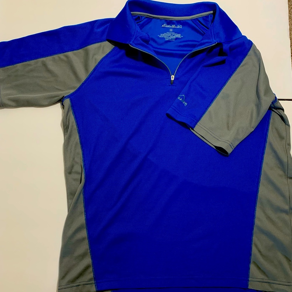 Blue and gray Eddie Bauer shirt